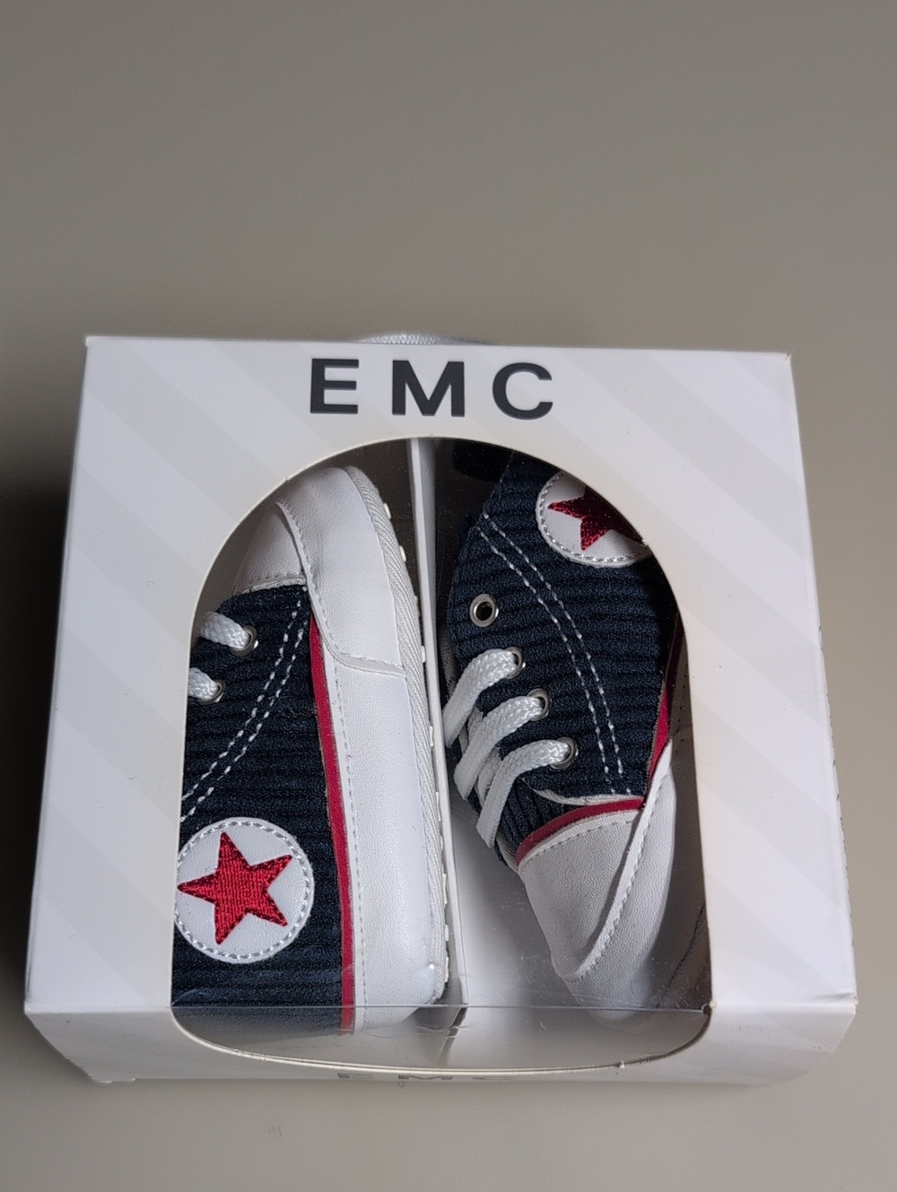 Baby Boy Star Canvas Sneakers - Red Accent